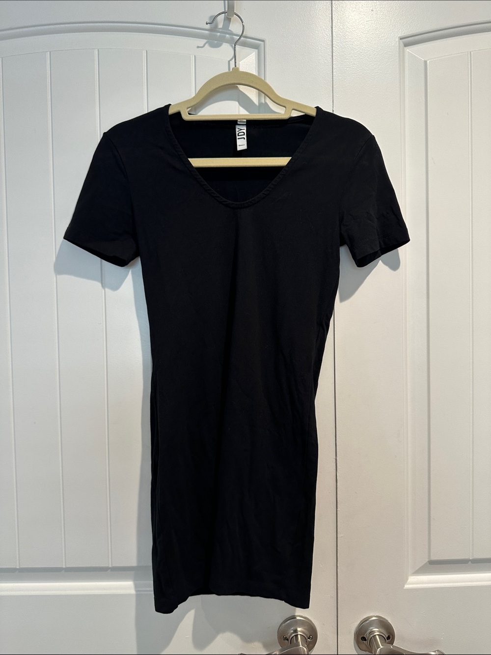 Black Short Sleeve Scoop Neck Women's TShirt Dress